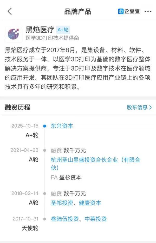 3D打印数字医疗提供商黑焰医疗完成A+轮融资(图1)
